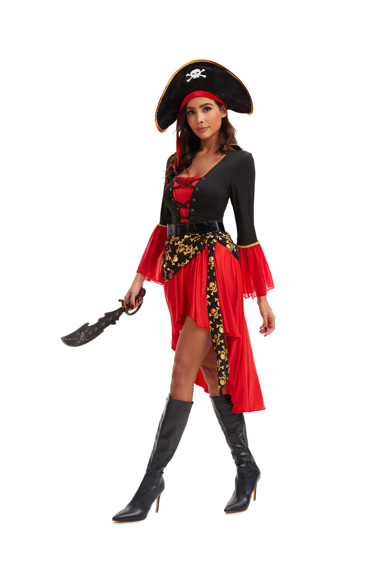  2 Pc Cruel Seas Pirate Captain Dress Costume